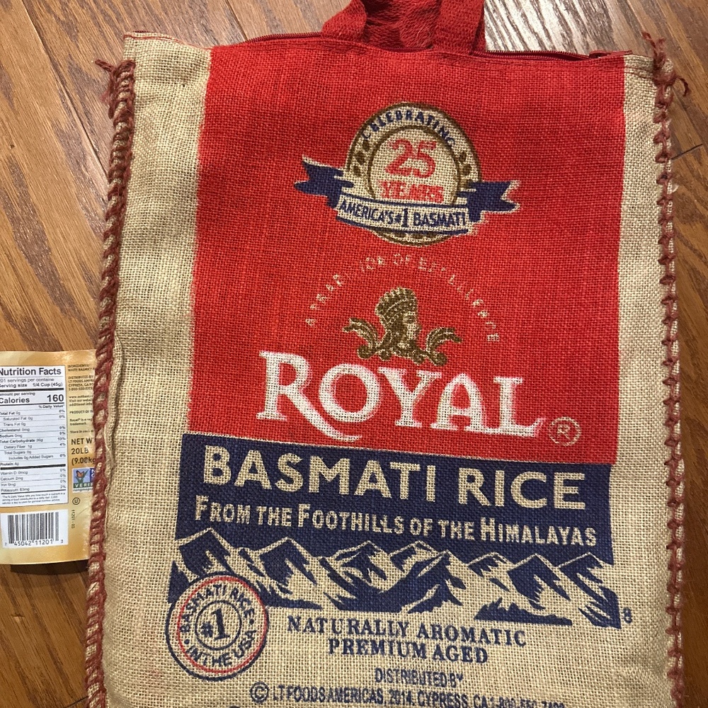 Basmati rice empty bag